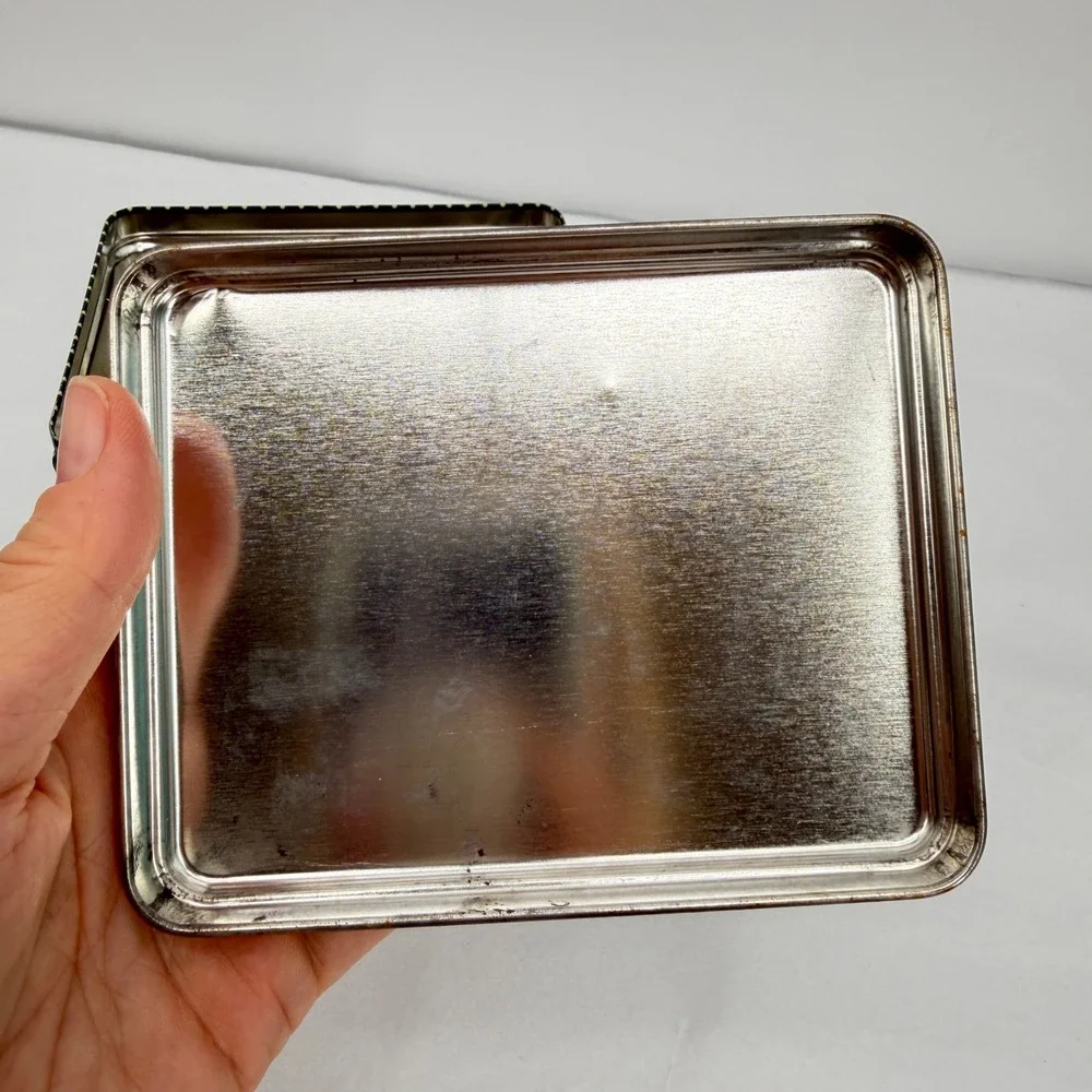 Vintage Windmill Tin‎ Trinket Box Polka Dot Floral Storage Decor Cottage Kitsch